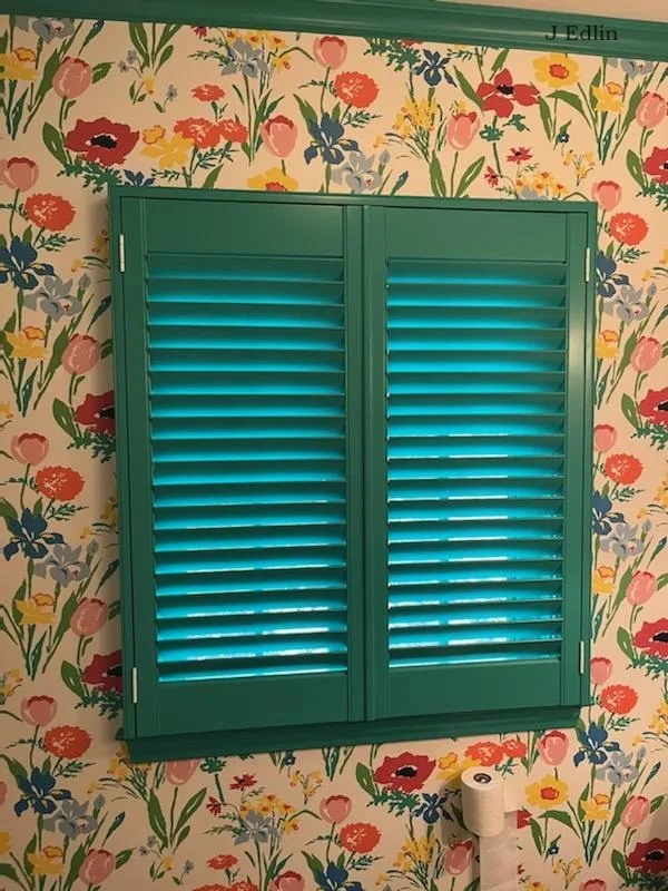 Custom-colored plantation shutters in a Rye, NY home