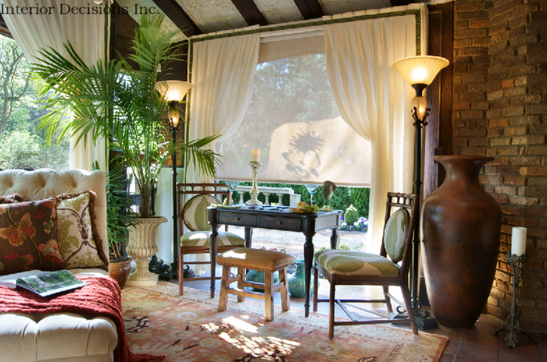 Exterior drapery on a luxury outdoor terrace