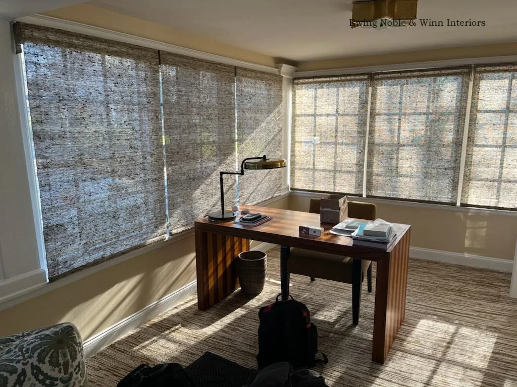 Unlined grass-weave Roman shades in Bronxville, NY (2 of 2)