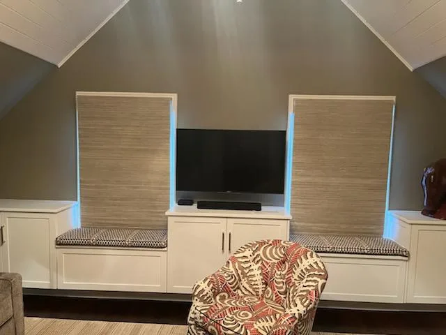 Woven grass-weave Roman shades in Bronxville, NY