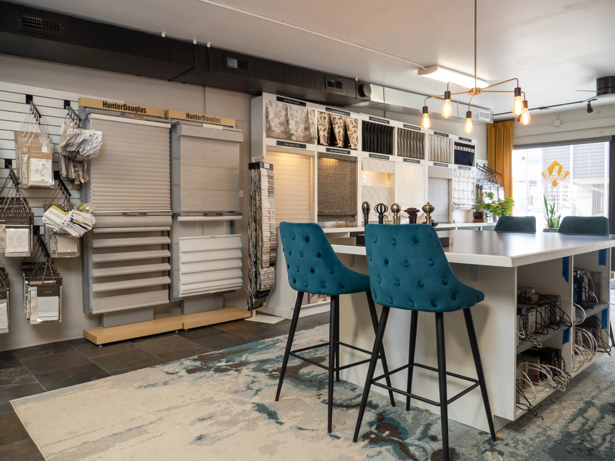 CMI showroom — custom window treatment displays