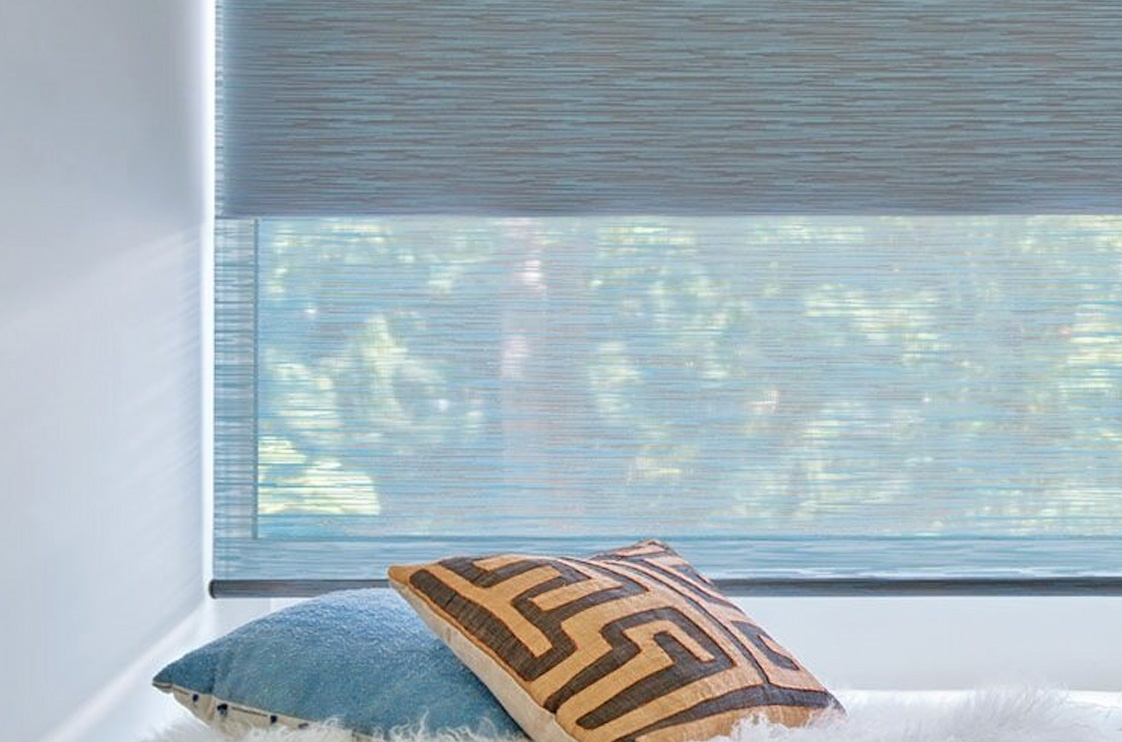 Solar roller shades filtering afternoon light
